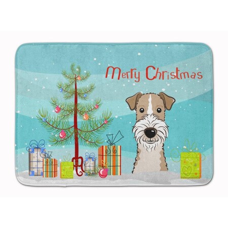 Carolines Treasures Christmas Tree Wire Hair Fox Terrier Machine Washable Memory Foam Mat BB1619RUG